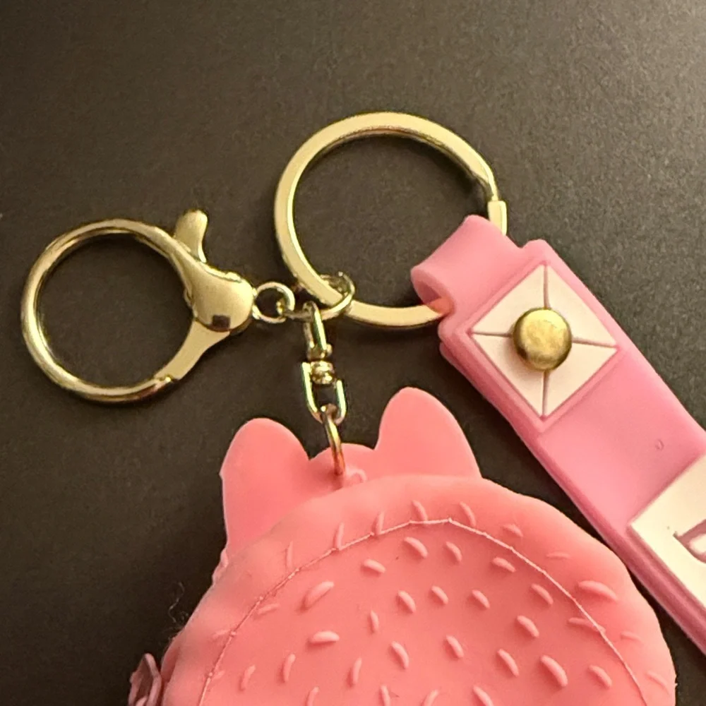 Labubu Pink Keychain Mini zip coin purse keychain Bag Charm
